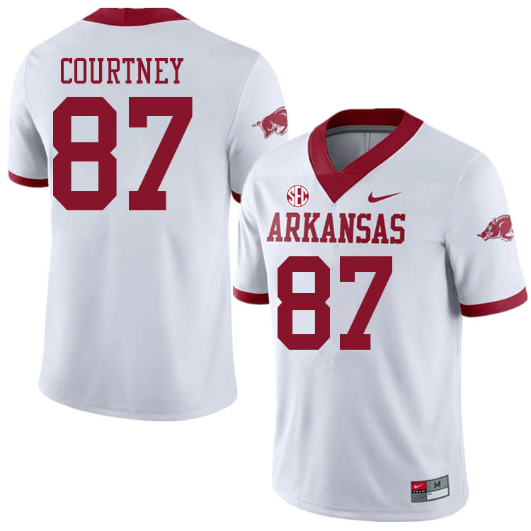 Men #87 Dax Courtney Arkansas Razorbacks College Football Jerseys Sale-Alternate White